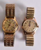 Two Gold Tone Wristwatches with Expanding Straps. Both working. Largest dial 3.4cm incl crown. (2)