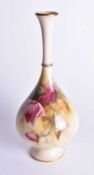 Royal Worcester vase of teardrop shape painted with Hadley style roses by W. Sedgley, signed date