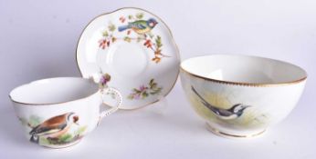 Royal Worcester Bowl painted with a Wagtail, titled, signed W. Powell and a Royal Worcester shaped