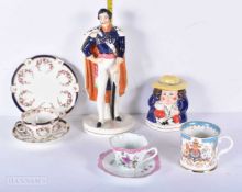 A 19th Century Staffordshire figure of Prince Albert together with a Tobacco jar and other ceramic