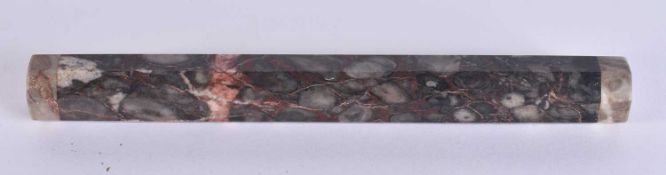 AN UNUSUAL EARLY 19TH CENTURY GRAND TOUR SPECIMEN STONE RULE. 19 cm long.