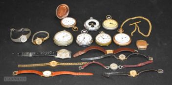 A collection of pocket watches and watches (17)