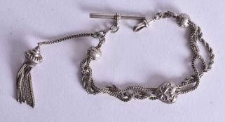 AN ANTIQUE SILVER WATCH CHAIN. 19.5 grams. 27cm long.