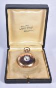 A cased gold plated half hunter Thomas Russel and sons pocket watch 3.5 cm