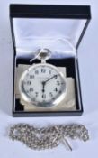 AN EARLY 20TH CENTURY SILVER GOLIATH REGULATOR POCKET WATCH with white enamel dial inscribed