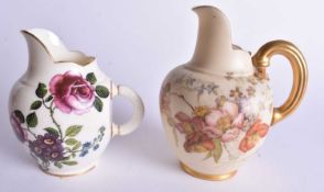 Royal Worcester jug painted with dog roses and other flowers , date mark for 1894 and a Royal
