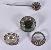 FOUR SCOTTISH SILVER PINS. 56 grams. 8.5 cm long. (4)