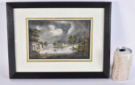 Chinese School (19th Century) Pith, Watercolour, Midnight landscape. 35 cm x 25cm, image 22cm x 13