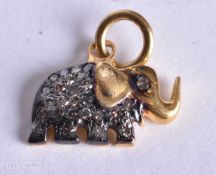 A DIAMOND ELEPHANT CHARM. 1 gram. 1.25 cm x 1.25 cm.