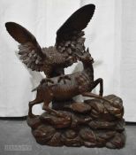 A VERY LARGE 19TH CENTURY BAVARIAN BLACK FOREST CARVED WOOD SCULPTURE. 90.5 cm x 64 cm.