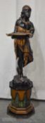 A LOVELY 19TH CENTURY ITALIAN PAINTED WOOD BLACKAMOOR NUBIAN FIGURE. 138 cm x 43 cm x 38 cm.
