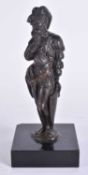 A 17TH/18TH CENTURY BRONZE FIGURE OF A RENAISSANCE MALE modelled holding his moustache. 17.5 cm