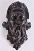 A 17TH/18TH CENTURY BRONZE RENAISSANCE TYPE MASK HEAD PLAQUE. 14.5 cm x 7.5 cm.