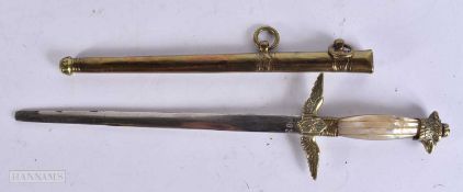 A MOTHER OF PEARL HANDLED EAGLE WING DAGGER. 32 cm long. WE ARE UNABLE TO OFFER IN-HOUSE SHIPPING ON