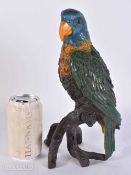A COLD PAINTED BRONZE PARROT. 28 cm high.