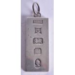 A SILVER INGOT. Birmingham 1977. 33 grams. 5 cm x 1.75 cm.
