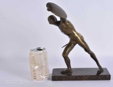 A 19TH CENTURY GRAND TOUR BRONZE FIGURE OF THE BORGHESE GLADIATOR. 28cm x 21 cm.