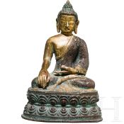 Buddha aus feuervergoldeter Bronze; Tibet, 18./19. Jhdt.