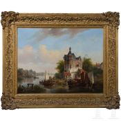 Cornelis Springer (1817-1891) zugeschr./Umkreis. - Aussicht mit Amsterdamer Barkassen