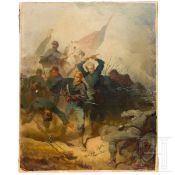 „Kampfszene mit Fahnenangriff", Johann Friedrich Engel (Mannheim 1844 - 1898 München), spätes 19. Jh