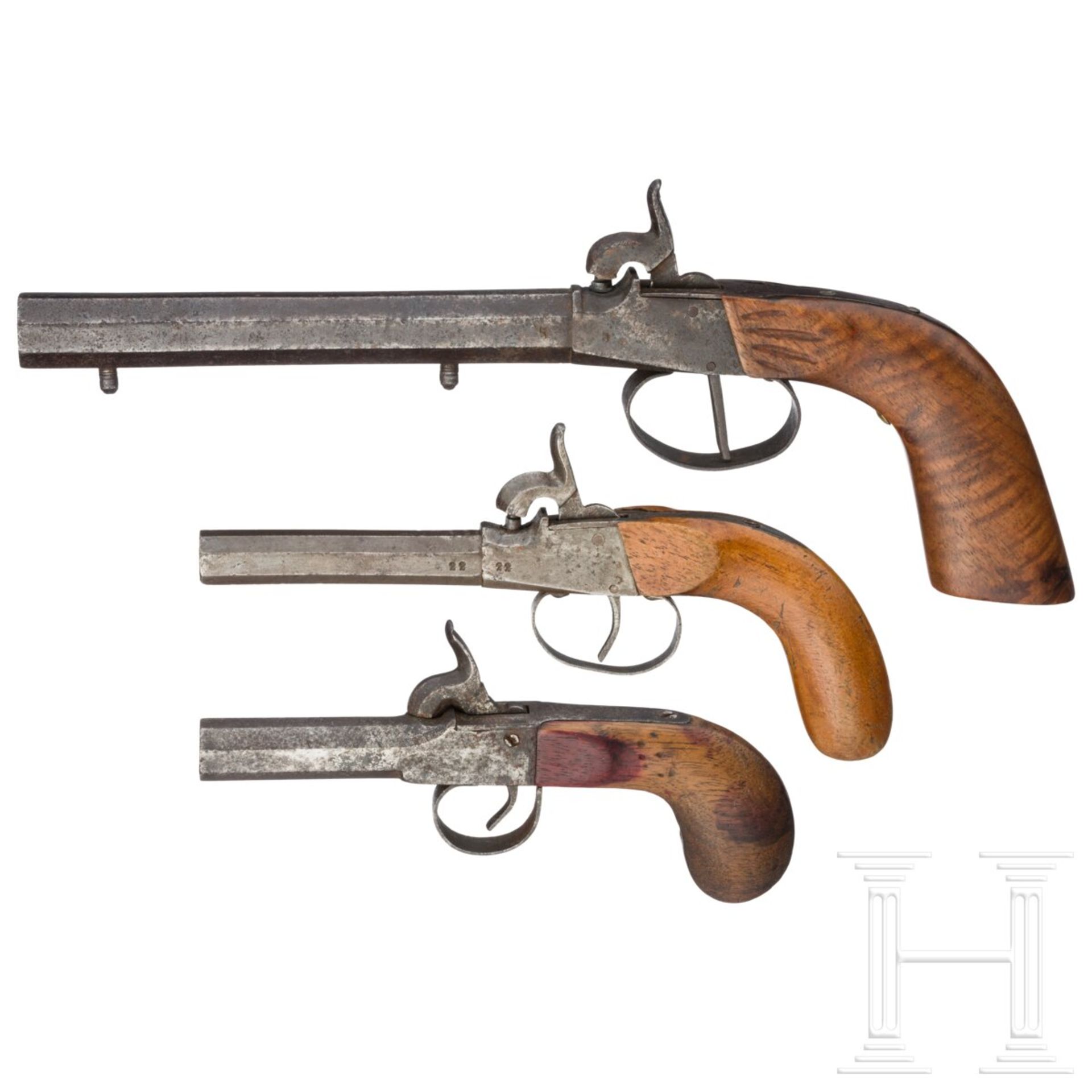 Drei Perkussionsterzerole, deutsch, um 1840 - Bild 2 aus 8
