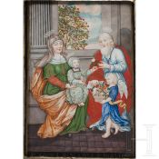 Religiöse Szene mit Hl. Anna, Hl. Maria und Hl. Joachim, 17/ 18. Jhdt.