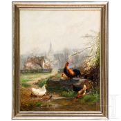 „Hühnerfamilie", Fritz Lange (Düsseldorf 1851 - 1922 Düsseldorf), 1880