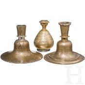 Drei Hookah-Füße aus Messing, Indien, 19. Jh.