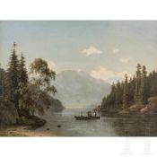 Georg Emil Libert (1820 - 1908) - Stimmungsvolle sommerliche Landschaft mit Fluss und Boot