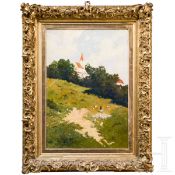 Robert Assmus, Landschaft mit Dorfkirche, München, 2. Hälfte 19. Jhdt.