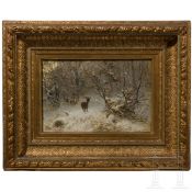 Christian Johann Kröner (1838-1911) - Reh und Wildschweine im Winterwald