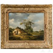 „Holländische Bauernlandschaft mit Gehöft", Jan Simon Voddigel (Amsterdam 1820 - 1862 Amsterdam), zu