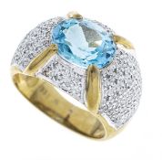 Blautopas-Diamant Ring GG 333/000