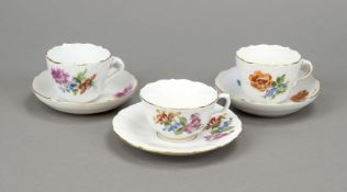 Drei Mokkatassen mit UT, Meissen, M