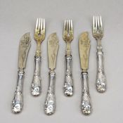 Jugendstil-Fischbesteck für sechs P