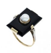 Art Déco Onyx-Ring GG/WG 585/000 mi
