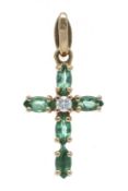 Smaragd-Brillant Kreuz-Anhänger RG 585/00