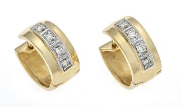 Diamond hoop earrings GG/WG 585/000 with 8 brilliant-cut diamonds, total 0.24 ct Wesselton—