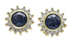 Saphir-Brillant-Ohrstecker GG 585/000 mit