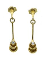 Brilliant-cut hoop earrings GG 585/000 with a naturalistic, partially matte finish, set with 2