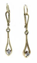 Diamond earrings GG/WG 585/000 with 2 octagonal diamonds, total 0.02 ct, light-tinted W, light-