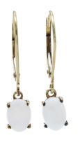 Opal earrings GG 333/000 with 2 oval opal cabochons 7 x 5 mm, opaque with light to good play of