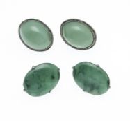 2-teiliges Jade-Konvolut Silber mit 4 ova