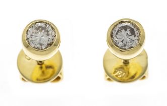 Solitaire brilliant-cut diamond stud earrings GG 750/000 with 2 brilliant-cut diamonds, total 0.60