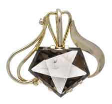Asymmetrical smoky quartz pendant GG 585/000 with a smoky quartz faceted in a pentagonal fantasy