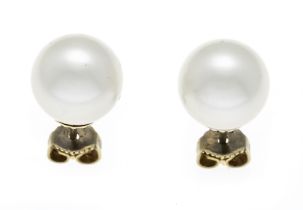 Cultured Pearl Stud Earrings GG 333/000 with 2 cream-colored cultured pearls, 10 mm, partially