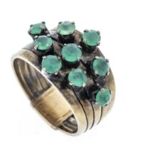 5-piece tsavorite ring GG 333/000, unstamped, tested, consisting of 5 ring bands connected by a
