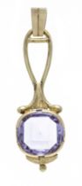 Amethyst pendant GG 585/000, partially matte-finished, set with a buff-top cut amethyst 12 x 11