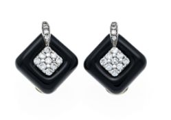 Onyx-Brillant-Ohrclips GG/WG 750/000 mit