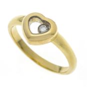 Chopard Happy Diamonds ring GG 750/000 with a brilliant-cut diamond set behind glass so it can move,